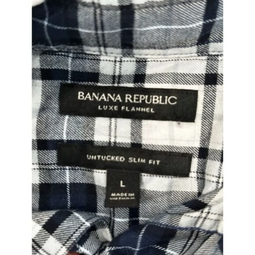 Banana Republic Luxe Flannel Untucked‎ Slim Fit Men's Size Large